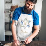 Personalized Floral Jewish Star Waterproof Apron with Name and Front Pockets Housewarming Passover Gift for Jewish Cooking Lover 5