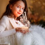 Personlig tecknad prinsessa slott namn akryl LED nattlampa med träbas heminredning födelsedag barndag present till döttrar flickor