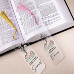 Personalisierte Geburt Blume Buch Acryl Lesezeichen mit Namen Text und Quaste Lesen Zubehör Geburtstag Geschenk für Buchliebhaber Bücherwürmer