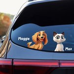 Autocollant de Voiture Personnalisé avec Nom et Image 3D Chien ou Chat Cadeau Pendaison de Crémaillère pour Famille Amoureux d'Animaux de Compagnie
