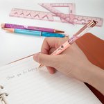 Personalizzato 2 pezzi multi-colore nascita fiore Bling dinamico liquido sabbia penna con nome Apprezzamento regalo di compleanno per studente insegnante