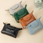 Personalized Mini Portable Leather Coin Wallet Cash Pouch with Text and Key Ring Bridal Shower Birthday Gift for Women