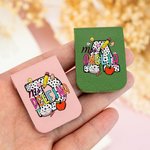 Personalized Pencil Apple Spotted Initial Magnetic Leather Bookmark Clip with Colorful Name Teacher's Day Appreciation Birthday Gift for Book Lovers