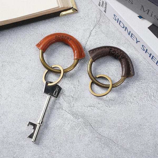 Personalized Simple Leather Keychain with Name Key Accessories Father's Day Mother's Day Birthday Gift for Men Women