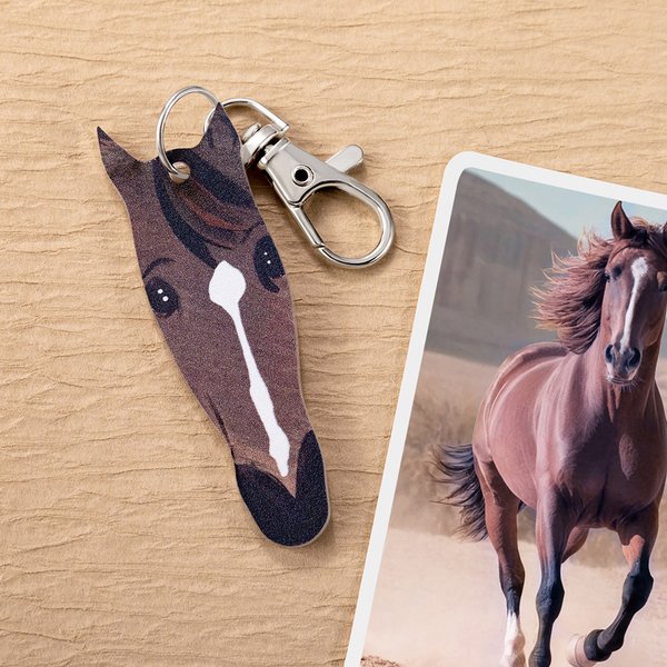Personalisierte Multicolor niedlichen Pferd Gesicht Muttermal Foto Schlüsselanhänger mit Namen Tasche Zubehör Reitsport Jahrestag Geburtstag Geschenk für Pferdeliebhaber