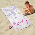 Personalisierte Meerjungfrau Schwanz weich schnell trocknen Strandtuch mit Namen Reise wesentliche Urlaub Geburtstag Geschenk für Mädchen
