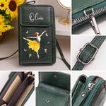 Sac à bandoulière en cuir PU avec nom et fentes pour cartes de crédit Cadeau d'anniversaire pour les amateurs de danse classique
