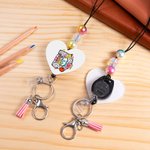 Personalised Pencil Book Spotted Initial Beaded Lanyard  with Colourful Name Back to School Teacher's Day Appreciation Gift for Educator Teacher
