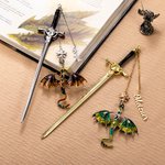 Gepersonaliseerde Draak Zwaard Kraal Ster Fantasy Bladwijzer met Naam Leesaccessoire Verjaardagscadeau voor Lezers Boekenwurmen