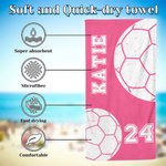 Personalised Basketball Football Oversized Quick Drying Beach Towel with Number and Name Travel Essential Birthday Gift for Ball Sport Lover