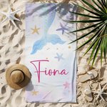 Personalisierte Meerjungfrau Schwanz weich schnell trocknen Strandtuch mit Namen Reise wesentliche Urlaub Geburtstag Geschenk für Mädchen