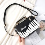 Personalised Piano Shape Punk Style PU Leather Crossbody Bag Evening Handbag with Name Birthday Graduation Gift for Women Conservatory Students