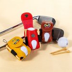 Personalized Colorful Golf Cart  Design Golf Ball & Tee Holder Leather Pouch with Name and Belt Clip Sport Accessories Birthday Gift for Golf Players