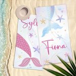 Personalisierte Meerjungfrau Schwanz weich schnell trocknen Strandtuch mit Namen Reise wesentliche Urlaub Geburtstag Geschenk für Mädchen