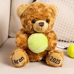Ourson Mignon en Peluche Personnalisé avec Ballon de Sport et Texte Cadeau Saint-Valentin Anniversaire pour Amateurs de Sport