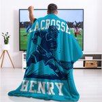 Personlig Silhouette Lacrosse mjuk pläd med namn heminredning födelsedagspresent för Lacrosse-entusiaster