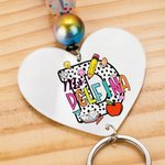 Personalised Pencil Book Spotted Initial Beaded Lanyard  with Colourful Name Back to School Teacher's Day Appreciation Gift for Educator Teacher
