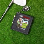 Personligt tecknad karaktär ansikte foto läder golfhandduk med namn och infällbart klipp bärbara golftillbehör födelsedagspresent för golfspelare