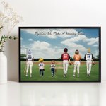 Pintura al óleo personalizada de dibujos animados de un equipo de béisbol con 1-9 nombres y texto Decoración de pared Día del padre Día del partido Regalo para el entrenador Jugador Familia