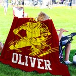 Personlig Silhouette Lacrosse mjuk pläd med namn heminredning födelsedagspresent för Lacrosse-entusiaster
