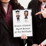 Personalized Grad Cap Cartoon Graduate Magnetic Bookmark Clip with Name Reading Supplies Graduation Birthday Gift for Book Lovers Bookworms