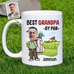 Spersonalizowany kubek ceramiczny z imieniem i zdjęciem z motywem postaci z kreskówki o pojemności 11 uncji na prezent urodzinowy z okazji Dnia Ojca dla miłośnika golfa