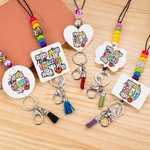 Personalised Pencil Book Spotted Initial Beaded Lanyard  with Colourful Name Back to School Teacher's Day Appreciation Gift for Educator Teacher