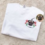 T-shirt Sweat-shirt Sweat à capuche en coton personnalisé avec photo fleur de naissance nom brodés - Cadeau pour amoureux d'animaux de compagnie