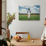 Pintura al óleo personalizada de dibujos animados de un equipo de béisbol con 1-9 nombres y texto Decoración de pared Día del padre Día del partido Regalo para el entrenador Jugador Familia