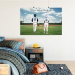 Pintura al óleo personalizada de dibujos animados de un equipo de béisbol con 1-9 nombres y texto Decoración de pared Día del padre Día del partido Regalo para el entrenador Jugador Familia