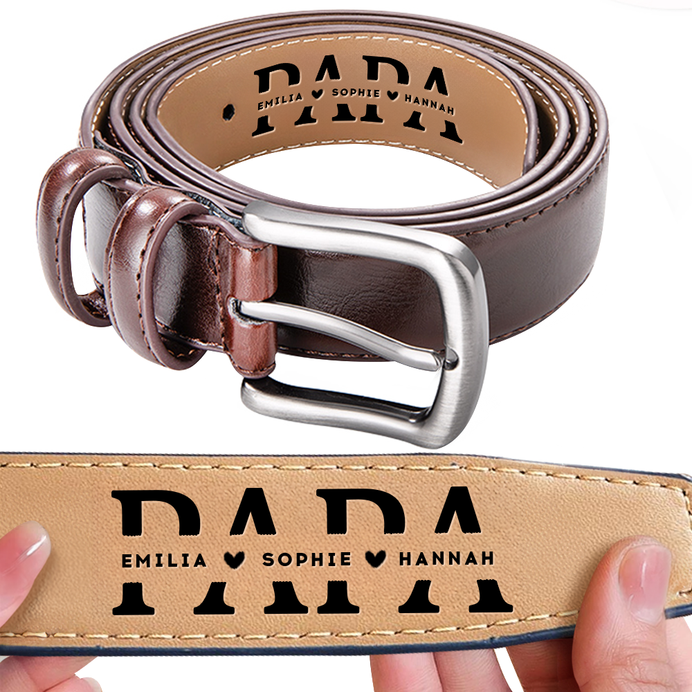 Personalisierter Vater Herren Leder Gürtel mit Namen Gravur Vatertag Geburtstag Geschenk für Papa Opa