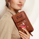 Sac à bandoulière en cuir PU avec nom et fentes pour cartes de crédit Cadeau d'anniversaire pour les amateurs de danse classique