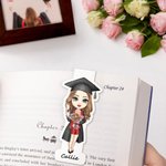 Personalized Grad Cap Cartoon Graduate Magnetic Bookmark Clip with Name Reading Supplies Graduation Birthday Gift for Book Lovers Bookworms