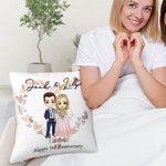 Personalizzato Cartoon Sposi cuore morbido cuscino di copertura con il nome e la data di nozze Matrimonio decorazione regalo di anniversario per la coppia