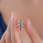 Bague Vintage Style Marquise Personnalisée avec Pierre de Naissance et Nom Bijoux délicats Cadeau Anniversaire pour Femme