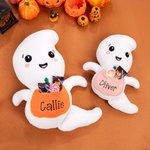 Personalized Cute Ghost  Soft Stuffed Plush Toy with Name and Sweets Holder Pocket Halloween Party Decor Gift for Kids