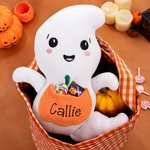 Personalized Cute Ghost  Soft Stuffed Plush Toy with Name and Sweets Holder Pocket Halloween Party Decor Gift for Kids