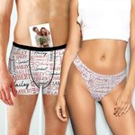 Personalizzato Ripetizione del nome Cuore Perizoma traspirante Slip Boxer Set Viaggio di nozze Luna di miele Regalo di nozze per uomini donne coppia