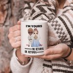 Personalisierte I'm Yours keine Rücksendungen oder Rückerstattungen Cartoon Braut und Bräutigam Keramikbecher mit Namen Hochzeitstag Geschenk für Newlyweds Paare