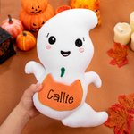 Personalized Cute Ghost  Soft Stuffed Plush Toy with Name and Sweets Holder Pocket Halloween Party Decor Gift for Kids