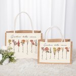 Borsa tote in iuta personalizzata di grande capacità 1-20 fiori di nascita con nomi compleanno regalo per la festa della mamma per donne