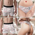 Personalizzato Ripetizione del nome Cuore Perizoma traspirante Slip Boxer Set Viaggio di nozze Luna di miele Regalo di nozze per uomini donne coppia