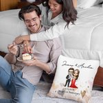 Personalizzato Cartoon Sposi cuore morbido cuscino di copertura con il nome e la data di nozze Matrimonio decorazione regalo di anniversario per la coppia
