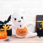 Personalized Cute Ghost  Soft Stuffed Plush Toy with Name and Sweets Holder Pocket Halloween Party Decor Gift for Kids