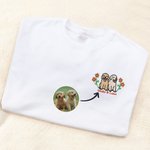 Personalizada Bordado Flor Perro Gato Mascota Retrato Foto Camiseta Sudadera Sudadera con nombre Cumpleaños Aniversario Regalo para los dueños de mascotas Amantes