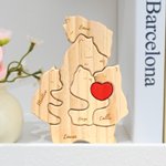 Puzzle in legno personalizzato famiglia dell'orso con cuore rosso 2-5 nomi decorazione da scrivania regalo di compleanno e anniversario per famiglia