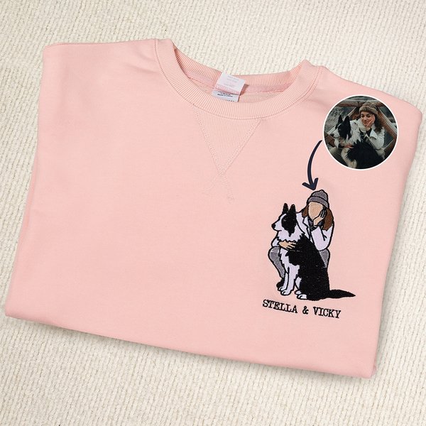 T-shirt sweat-shirt ou sweat à capuche personnalisé avec photo et texte brodés - Cadeau d'anniversaire fête pour amoureux d'animal de compagnie