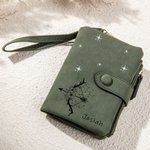 Personligt stjärntecken blomma läder trippelvikt armband plånbok med namn födelsedagspresent till henne