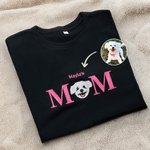 Personalized Embroidered Dog Cat Pet Portrait Photo Soft T-shirt Sweatshirt Hoodie with Name Birthday Holiday Gift for Pet Owners Lovers