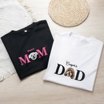 Personalized Embroidered Dog Cat Pet Portrait Photo Soft T-shirt Sweatshirt Hoodie with Name Birthday Holiday Gift for Pet Owners Lovers